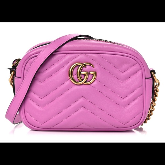 Gucci Handbags - 🔥sold🔥GUCCI
Calfskin Matelasse Mini GG Marmont Chain Shoulder Bag Candy Pink